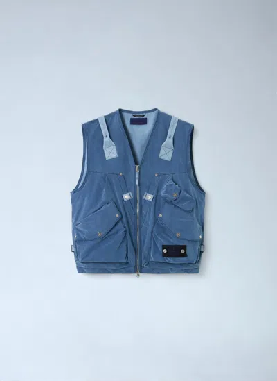 Stone Island Denim Multi-pocket Vest In Blue
