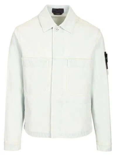 Stone Island Denim Research Biker Jacket Indigo Denim-ultra Bleached Blue Extra Bleach Jackets Blue