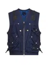 Stone Island Denim Research Blue Cotton Blend Denim Utility Vest In Blue