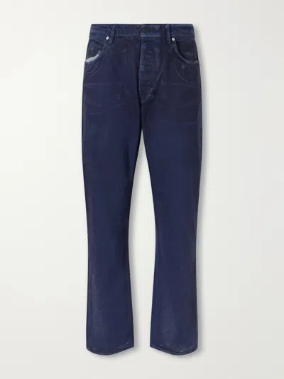 Stone Island Denim Research Collection Garment-dyed Reflective Straight-leg Jeans In Blue