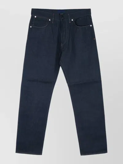 Stone Island Denim Trousers Belt Loops Contrast Stitching In Multi