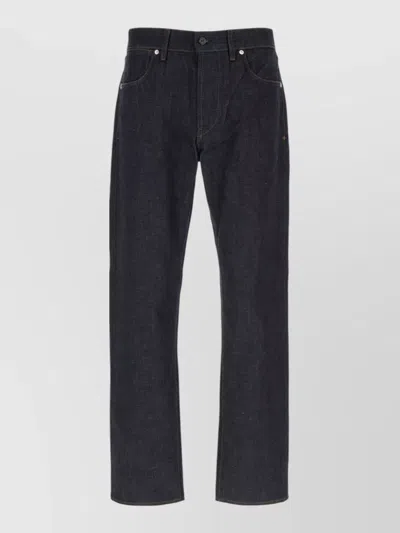Stone Island Denim Trousers Contrast Stitching Belt Loops In Black
