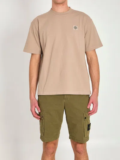 Stone Island Desert Chest Patch Cotton T-shirt In Brown