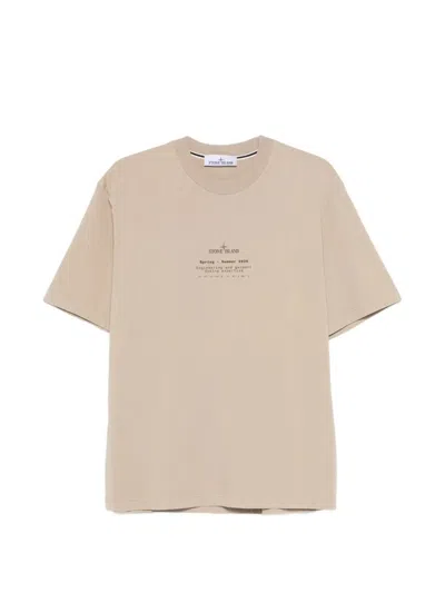 Stone Island Desert Cotton T-shirt In Brown