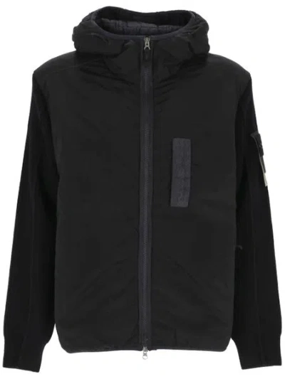 Stone Island Designer Zip-up Hooded Jacket For Men In Fw23 Season In Black