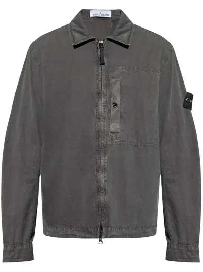 Stone Island Detachable Badge Jacket In Grey