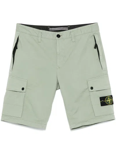 Stone Island Detachable-badge Shorts In Green