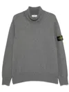Stone Island Roll-neck Logo-patch Sweater In Grey