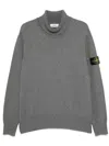 Stone Island Roll-neck Logo-patch Sweater In Grey