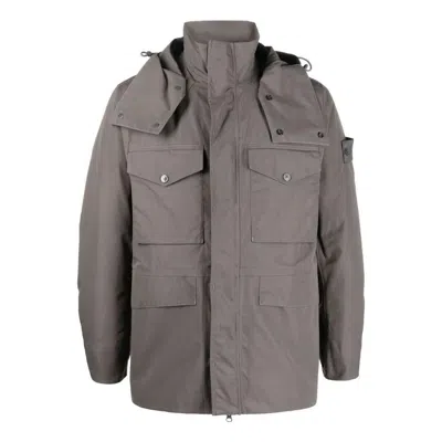 Stone Island Detachable Hooded Down Jacket 'grey' In Gray