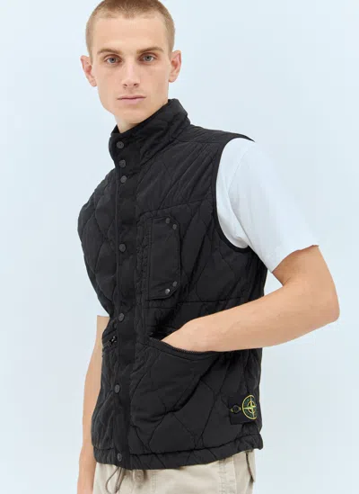 Stone Island Diamond Quilted Vest In Black