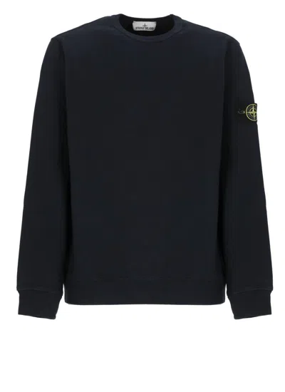 STONE ISLAND DISTINCTIVE BLUE COTTON SWEATSHIRT
