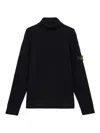 Stone Island Turtleneck Jumper With Finely Ribbed Trims In Black