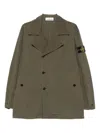 Stone Island Double-breasted Coat In Green