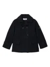 Stone Island Blue Mélange Double-breasted Coat In Black