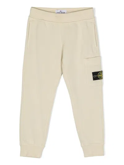 Stone Island Dove Joggers With Logo Patch In Brown