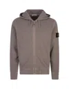 STONE ISLAND DOVE ZIP-UP HOODIE WITH OLD TREATMENT