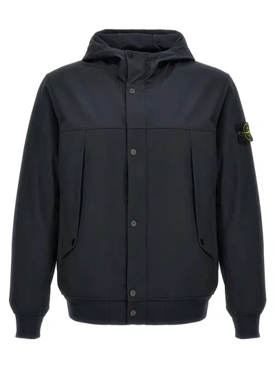 Stone Island Down Jacket In Blue