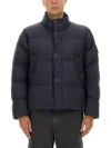 Stone Island Down Jacket In Lightweight Recycled Nylon Reps Jackets Blue In Black