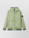 Stone Island Down Jacket Hood Ribbed Hems In Green