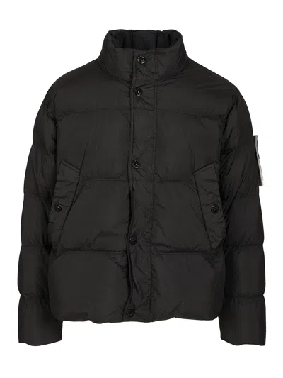 Stone Island Down Jacket In Lightweight Recycled Nylon Reps In Black