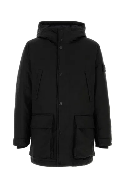 Stone Island Down Jacket In Technical Polyester Blend In Black