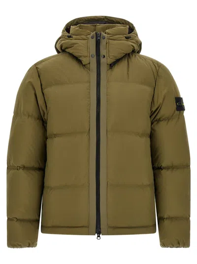 Stone Island Down Jacket In Green