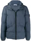Stone Island Hooded "steel Grey" Padded Jacket In Blue