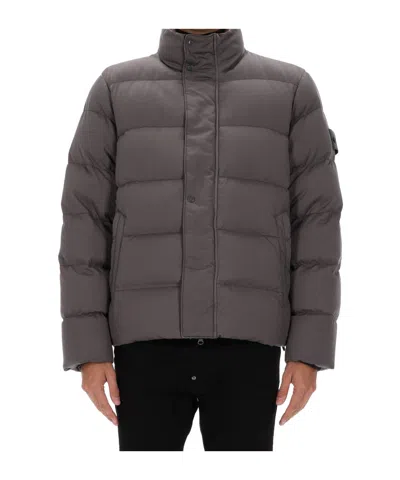 Stone Island Down Jacket With Anti-drop And Ribbed Internal Cuffs In Purple