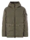 Stone Island Down Jacket With Hood In Green