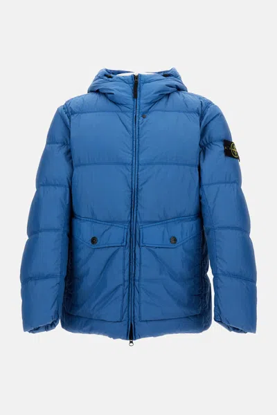 Stone Island Down Jacket With Recycled Nylon In Blue