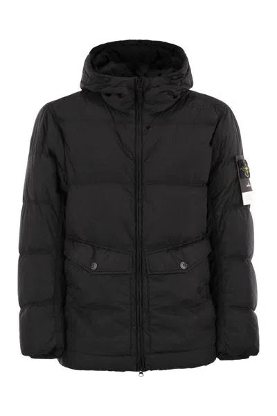 Stone Island Down Jacket With Windproof Hood In Black