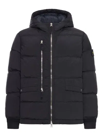 STONE ISLAND STONE ISLAND DOWN JACKET WITH ZIP AND HOOD CLOTHING