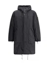 Stone Island Long Down Jacket In Black