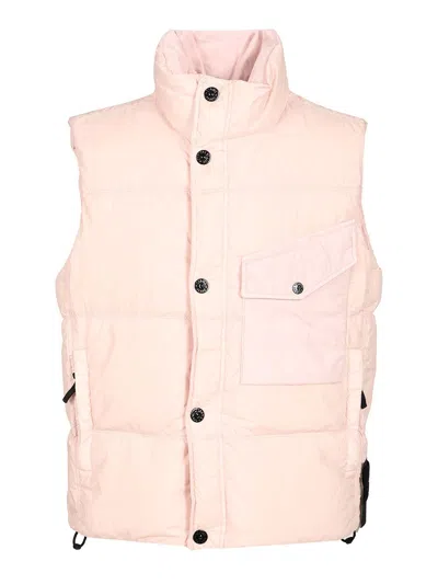 Stone Island Down Vest In Lightweight Nylon Reps Jackets Rose In Pink