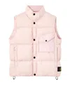 Stone Island Quilted High Collar Sleeveless Vest In Pink