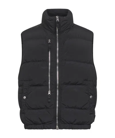 Stone Island Down Vest With Anti-drop And Dual Zip Pockets In Black