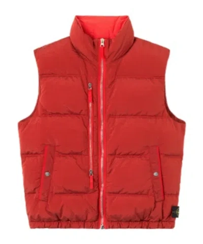 Stone Island Down Vest With Anti-drop And Dual Zip Pockets In Red
