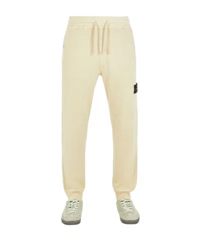 Stone Island Fleece Trousers Beige Cotton In Neutral