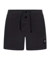 Stone Island Compass Patch Drawstring Swim Shorts In Black