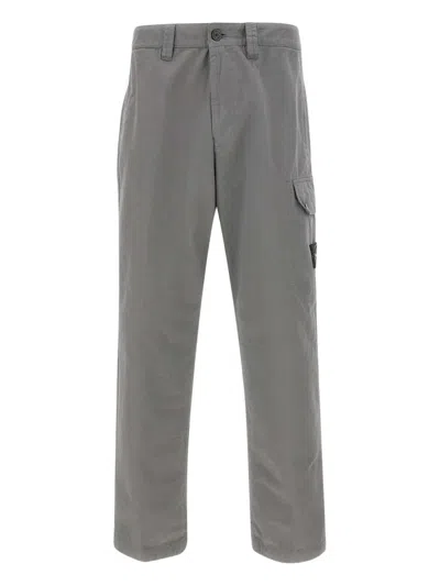 Stone Island Drawstring Cargo-pocket Trousers In Gray