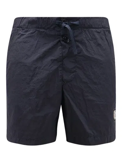 Stone Island Drawstring-fastening Logo-patch Swim Shorts In Blue