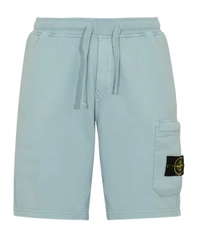 Stone Island Drawstring Fleece Shorts In Blue