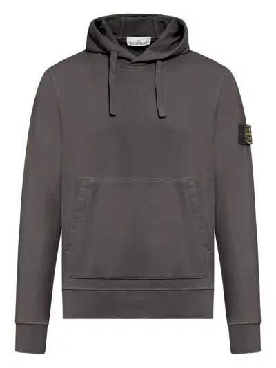 Stone Island Drawstring Hood Sweatshirt With Slanted Pouch Pocket And Ribbed Cuffs In Animal Print