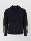 STONE ISLAND DRAWSTRING HOODED COTTON SWEATSHIRT WITH DISTRESSED SLEEVES