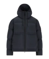 Stone Island Blue Down Jacket With Drawstring Hood And Logo Patch On The Sleeve In Tech Fabric Man In Blue