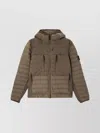Stone Island Drawstring Hooded Quilted Side Zip Jacket In Green