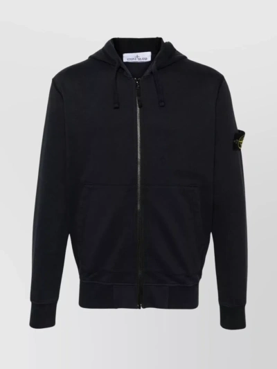 Stone Island Cotton Zip Hoodie In V0029 Black