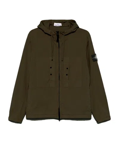 Stone Island Drawstring Jacket In Military Green