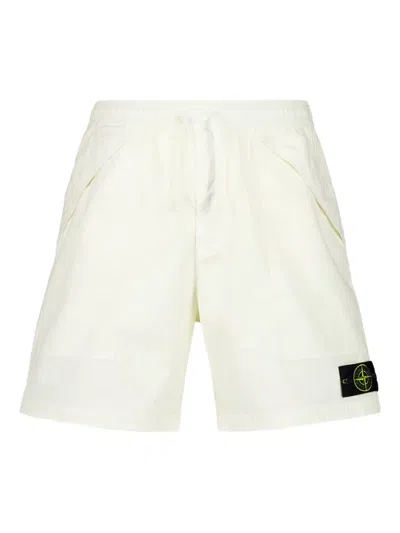 Stone Island Regular-fit Cotton Bermuda Shorts In White